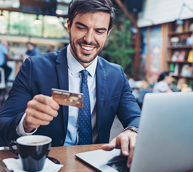 man holding credit card